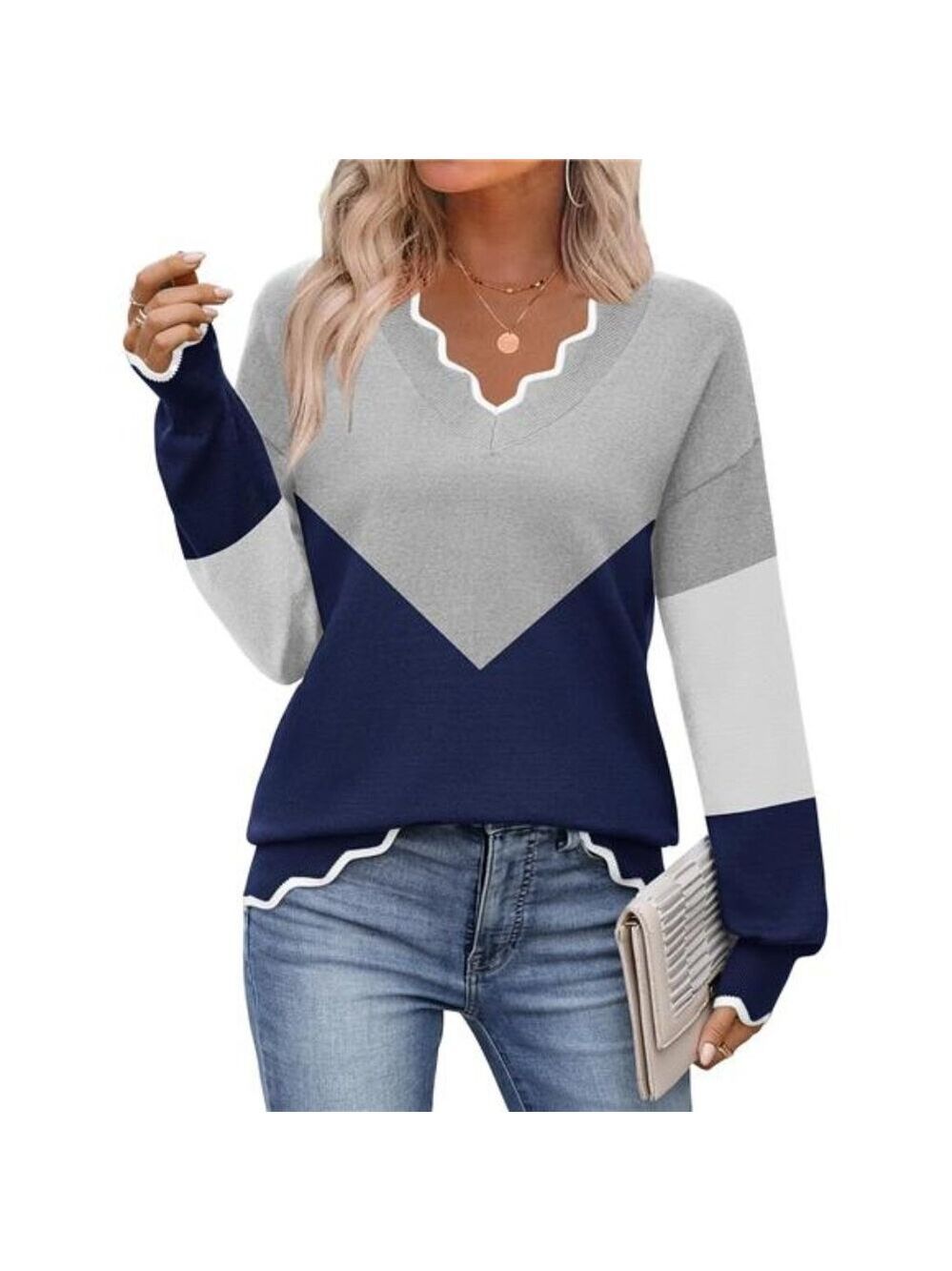 Women V Neck Sweater Fall 2025 Long Sleeve Lightweight Ribbed Knit Casual Top
